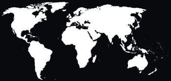  Magnetic map of world, illustrated, black and white