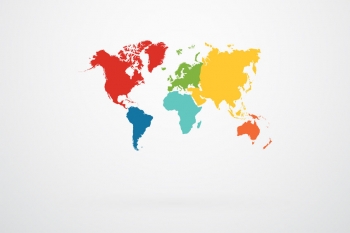  Magnetic map of world, illustrated, colored