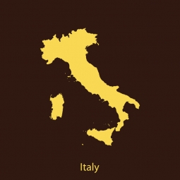  Magnetic map of Italy, illustrated, yellow-brown