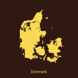  Magnetic map of Denmark, illustrated, yellow-brown