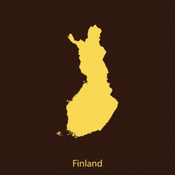  Magnetic map of Finland, illustrated, yellow-brown