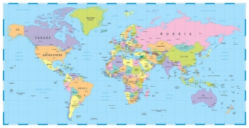 Magnetic map of world, political, colored