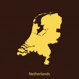  Magnetic map of Netherlands, illustrated, yellow-brown
