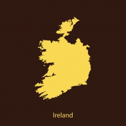  Magnetic map of Ireland, illustrated, yellow-brown