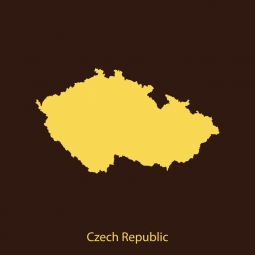  Magnetic map of Czechia, illustrated, yellow-brown