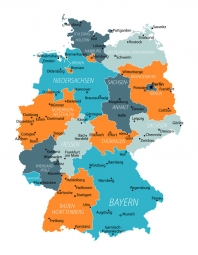  Magnetic map of Germany, illustrated, colored