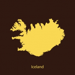  Magnetic map of Iceland, illustrated, yellow-brown
