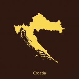  Magnetic map of Croatia, illustrated, yellow-brown