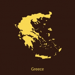  Magnetic map of Greece, illustrated, yellow-brown