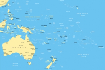  Magnetic map of Australia and Oceania, illustrated, detailed