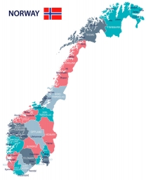 Magnetic map of Norway, illustrated, detailed