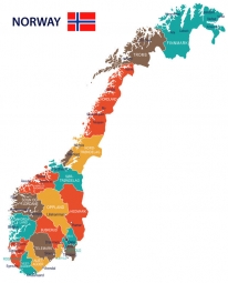  Magnetic map of Norway, detailed, colored