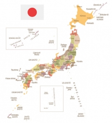  Magnetic map of Japan, illustrated, detailed