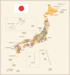  Magnetic map of Japan, vector, detailed