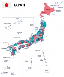  Magnetic map of Japan, detailed, colored
