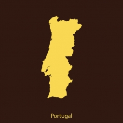  Magnetic map of Portugal, illustrated, yellow-brown