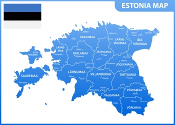  Magnetic map of Estonia, administrative, blue
