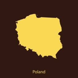  Magnetic map of Poland, illustrated, yellow-brown