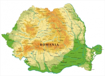 Magnetic map of Romania, geographic, colored