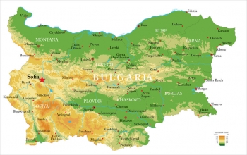  Magnetic map of Bulgaria, geographic, embossed