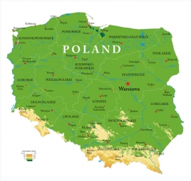  Magnetic map of Poland, geographic, embossed