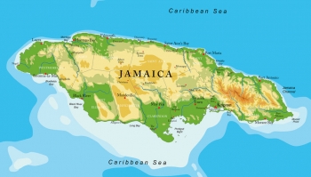  Magnetic map of Jamaica, geographic, embossed