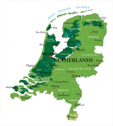  Magnetic map of Netherlands, geographic, embossed