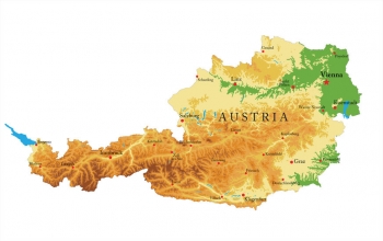  Magnetic map of Austria, geographic, embossed