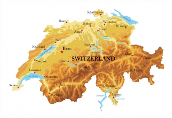  Magnetic map of Switzerland, geographic, embossed