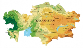 Magnetic map of Kazakhstan, geographic, embossed