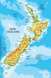  Magnetic map of New Zealand, geographic, embossed