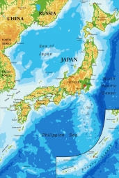  Magnetic map of Japan, geographic, embossed