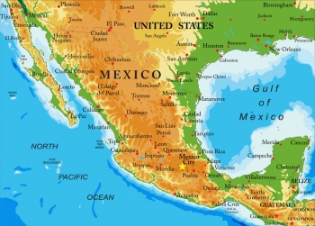  Magnetic map of Mexico, geographic, colored