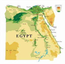  Magnetic map of Egypt, geographic, embossed
