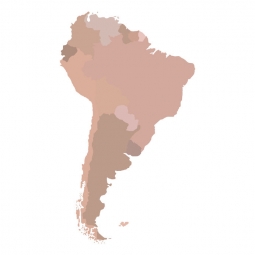  Magnetic map of South America, illustrated, beige