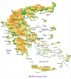  Magnetic map of Greece, geographic, embossed