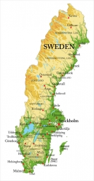  Magnetic map of Sweden, geographic, embossed
