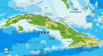  Magnetic map of Cuba, geographic, embossed