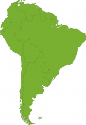  Magnetic map of South America, illustrated, green