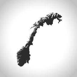  Magnetic map of Norway, illustrated, grey