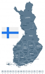  Magnetic map of Finland, illustrated, grey