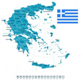  Magnetic map of Greece, illustrated, white-blue