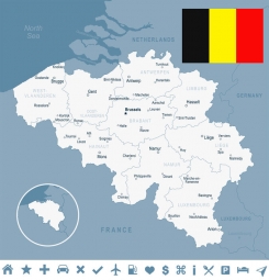  Magnetic map of Belgium, illustrated, white-gray