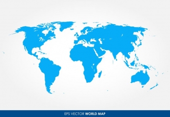  Magnetic map of world, illustrated, blue