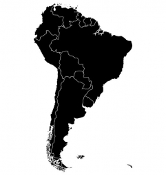  Magnetic map of South America, illustrated, black