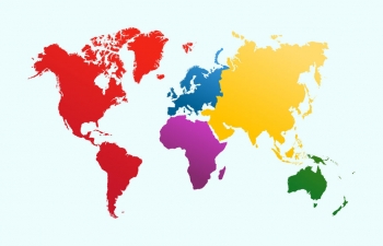  Magnetic map of world, illustrated, colored