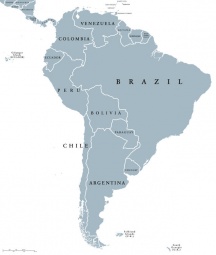  Magnetic map of South America, illustrated, white-gray