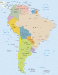  Magnetic map of South America, political, colored