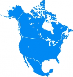  Magnetic map of North America, illustrated, blue