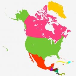  Magnetic map of North America, illustrated, colored